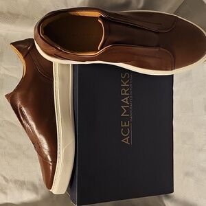 Men's Brown Leather Slip-On Shoes